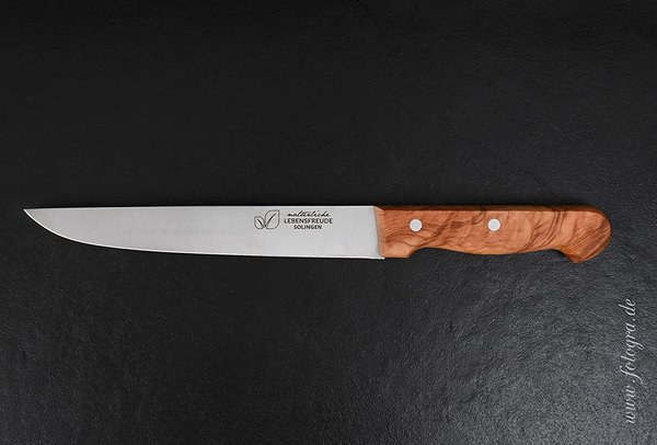 Schinkenmesser Messer mit Olivenholz Griff - sehr scharfe 20 cm Klinge - Made in Germany Solingen