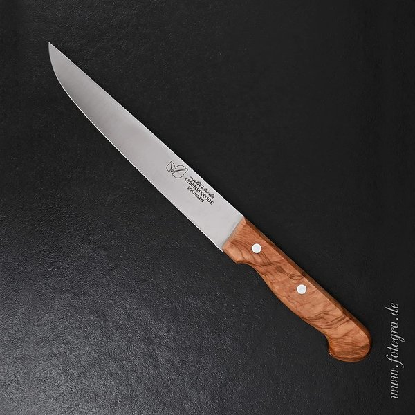 Schinkenmesser Messer mit Olivenholz Griff - sehr scharfe 20 cm Klinge - Made in Germany Solingen