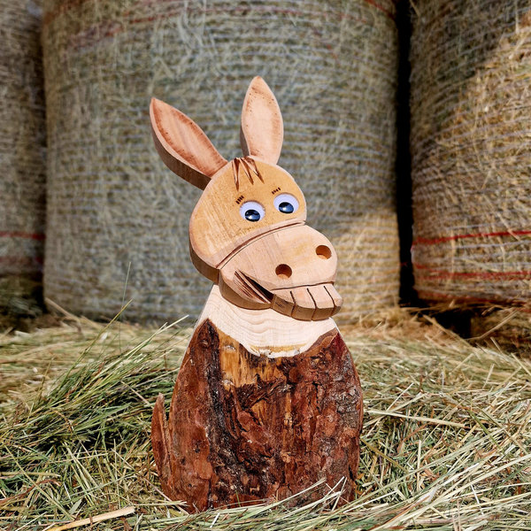 Großer Esel "Ländlicher Charme" aus Holz  - Handgefertigt in Deutschland - jedes Stück ein Unikat